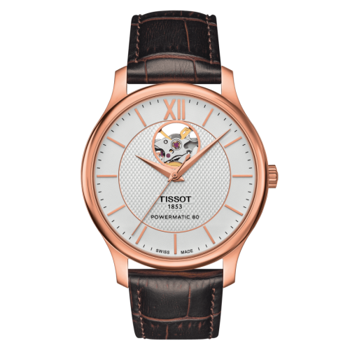 Tissot Tradition Powermatic 80 Open Heart 40 Rose Gold / Silver / Strap